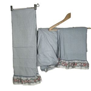 Vtg Lady Pepperell No Iron Sheets Full Flat Fitted Pillowcases Gingham Ruffle